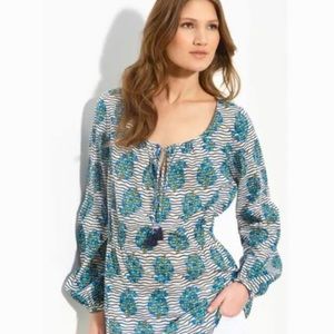 Tory Burch Evelina Cotton Voile Blouse Tunic Top